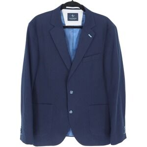 TailorByrd Collection Mens 42L Navy Blue Linen Cotton Blend Blazer Jacket